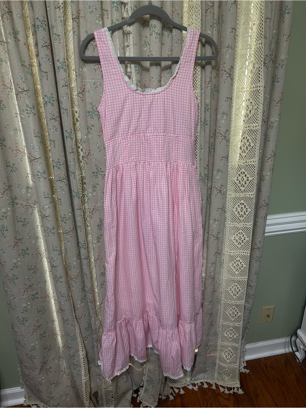 LoveShackFancy Santelle Pink Gingham Corset Midi Dress Size 4 - Picture 6 of 6